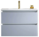 LED Lighted Bathroom Vanity With Ceramic Sink and Dimmed Light, Light Gray, 30"