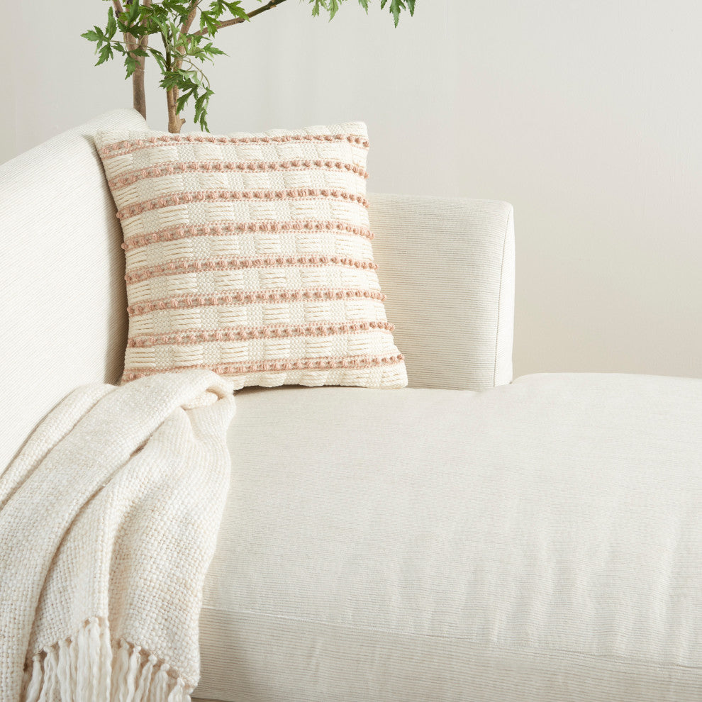 Mina Victory GC384 Throw Pillow, Blush, 18"X18"