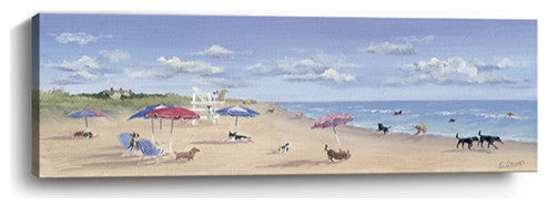 30" x 10" Dogs Rule the Beach Canvas Wall Art
