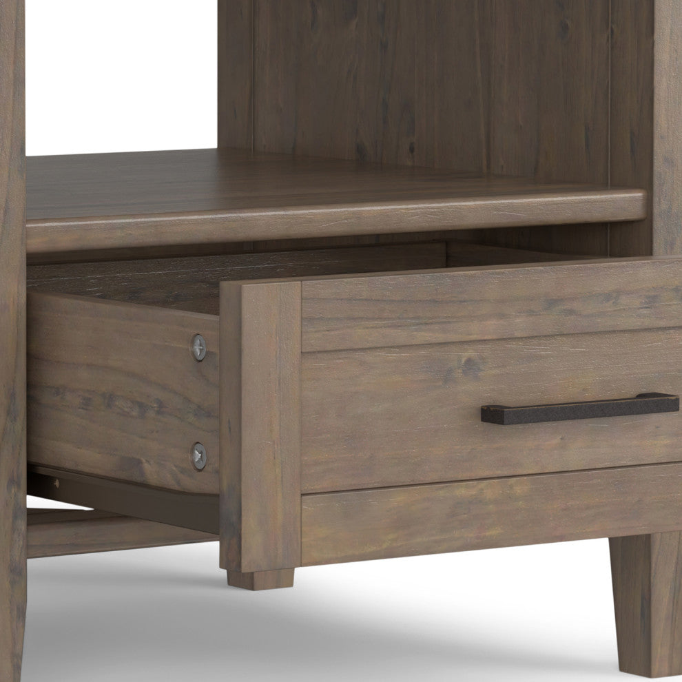 Ela SOLID WOOD End Table, Smoky Brown