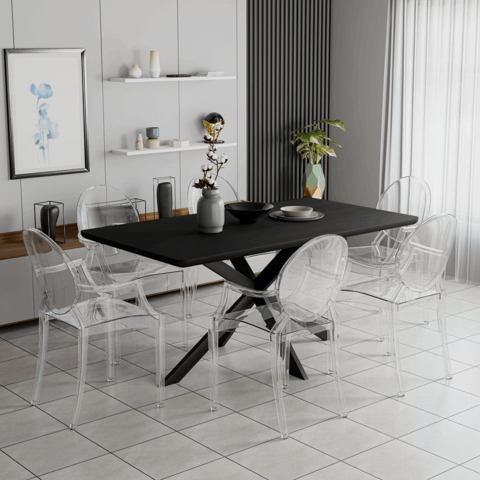 LeisureMod Carroll Modern Acrylic Dining Side Chair, Clear