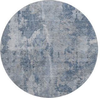 Premium Machine Washable Mayfield AMF573 Blue 8' x 8' Round Rug