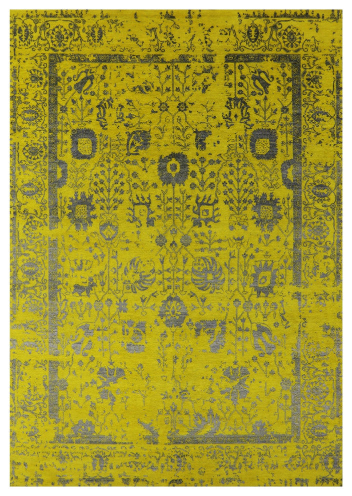 9' 9" X 14' 3" Handmade Persian Wool and Silk Rug Q11766