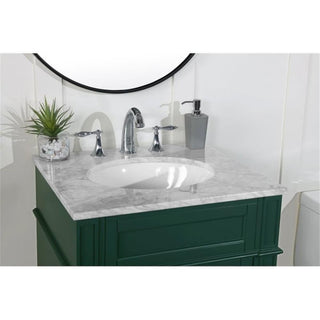 Elegant Decor Park Avenue 24" Metal MDF Marble Single Bathroom Vanity in Green