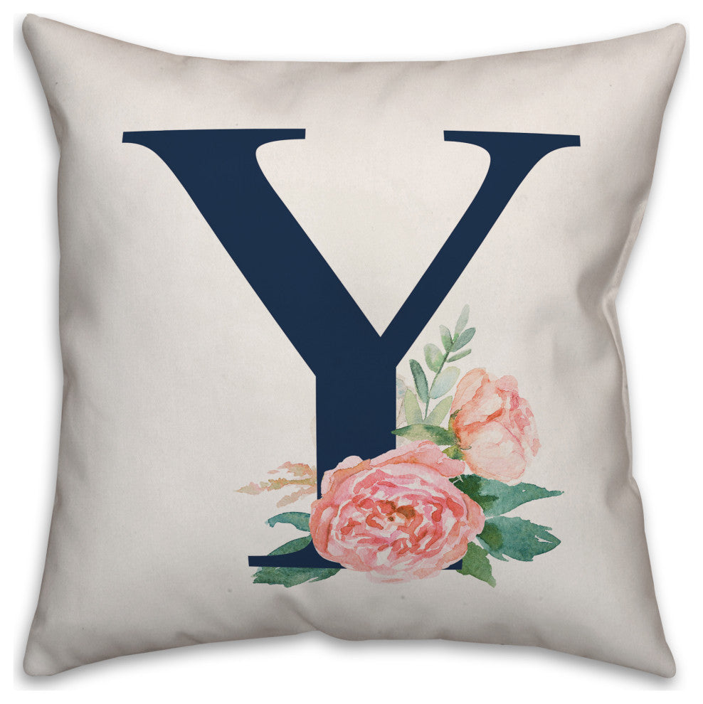 Floral Monogram Y 18x18 Indoor/Outdoor Pillow