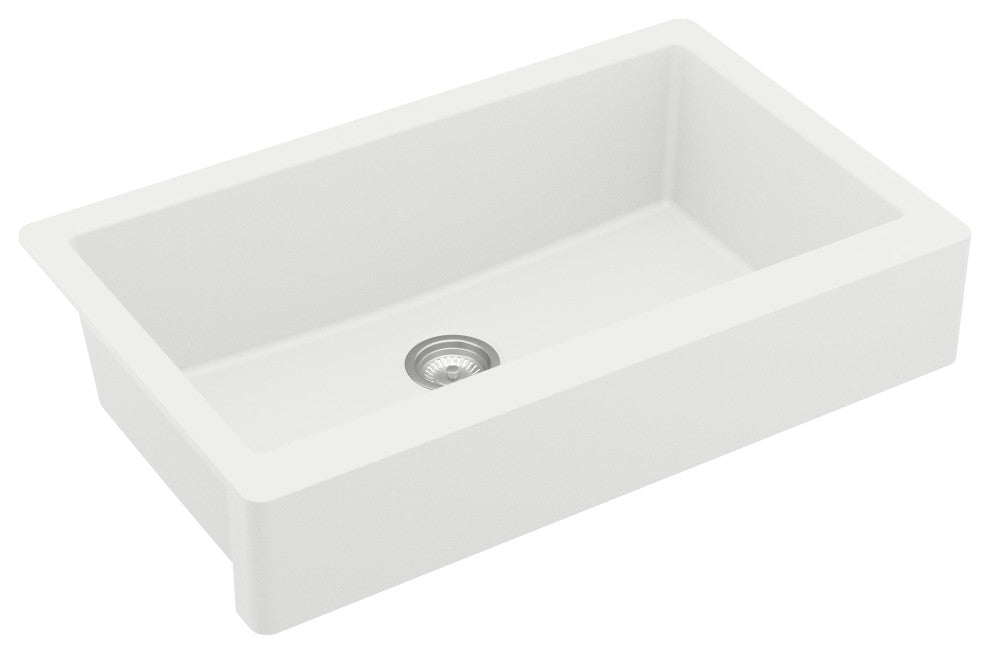 Karran Retrofit Farmhouse Quartz 34" Single Bowl Sink, White