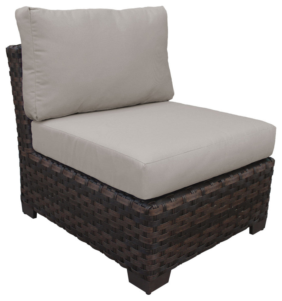 kathy ireland River Brook 8 Piece Wicker Patio Furniture Set, Almond