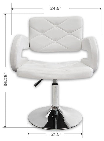 Vera Diamond Tufted Vanity Chair, White Velvet