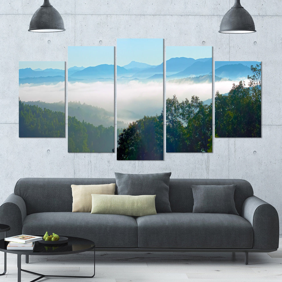 Morning in Blue Ridge Parkway, Landscape Canvas Art Print, 60"x32", 5 Panels