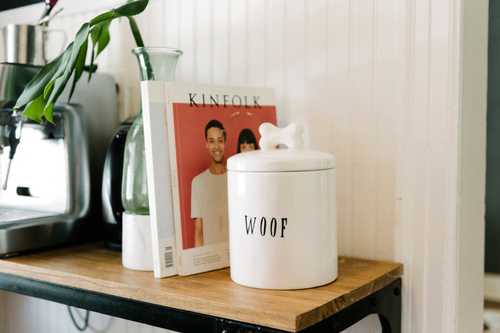 "Woof" Jar With Bone Handle on Lid