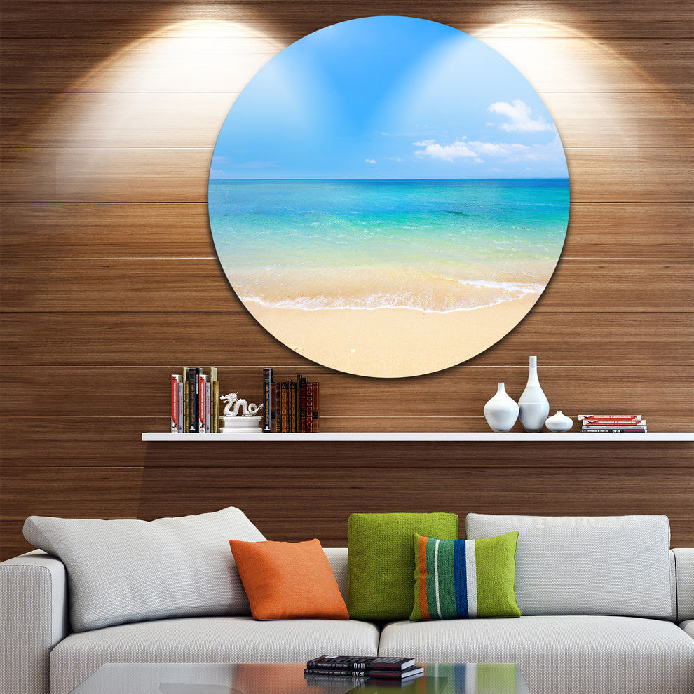 Blue Waters Below Blue Sky, Seashore Photo Disc Metal Artwork, 11"