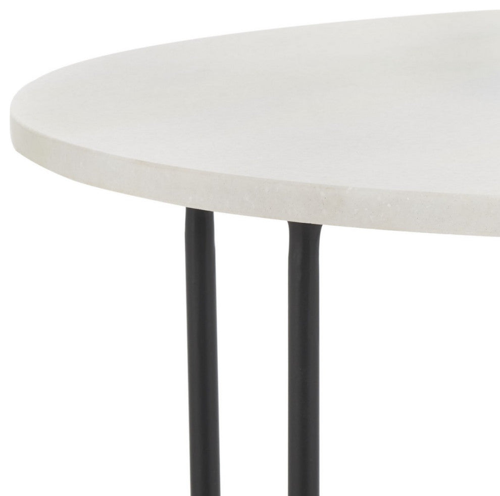 Safavieh Eloblaire Round Accent Table, White Marble/Black