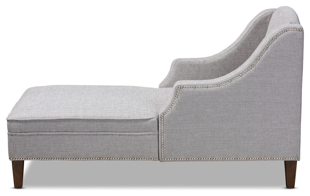 Deon Modern and Contemporary Gray Fabric Upholstered Wenge Brown Chaise Lounge