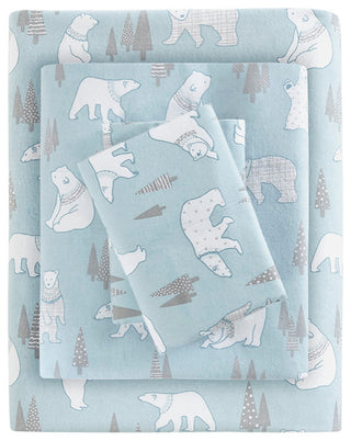 True North by Sleep Philosophy Cozy Flannel Printed Sheet Set, Blue