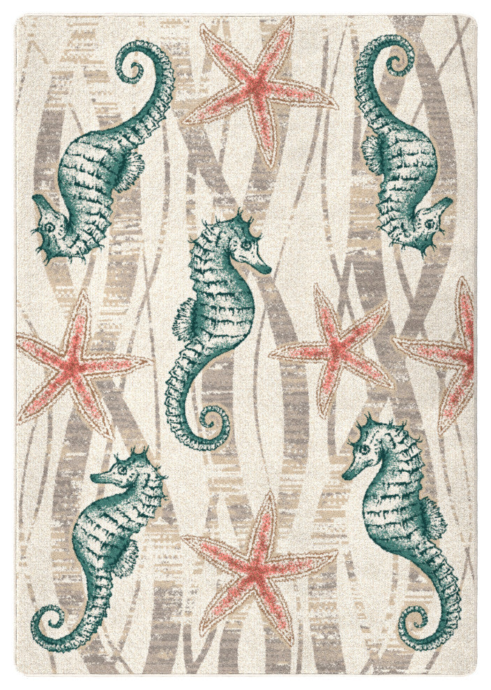 Seaweed Seahorse, Beige, 5'x8'