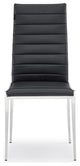 Modern Tryton Dining Chair Black Leatherette Polished Stainless Steel Legs