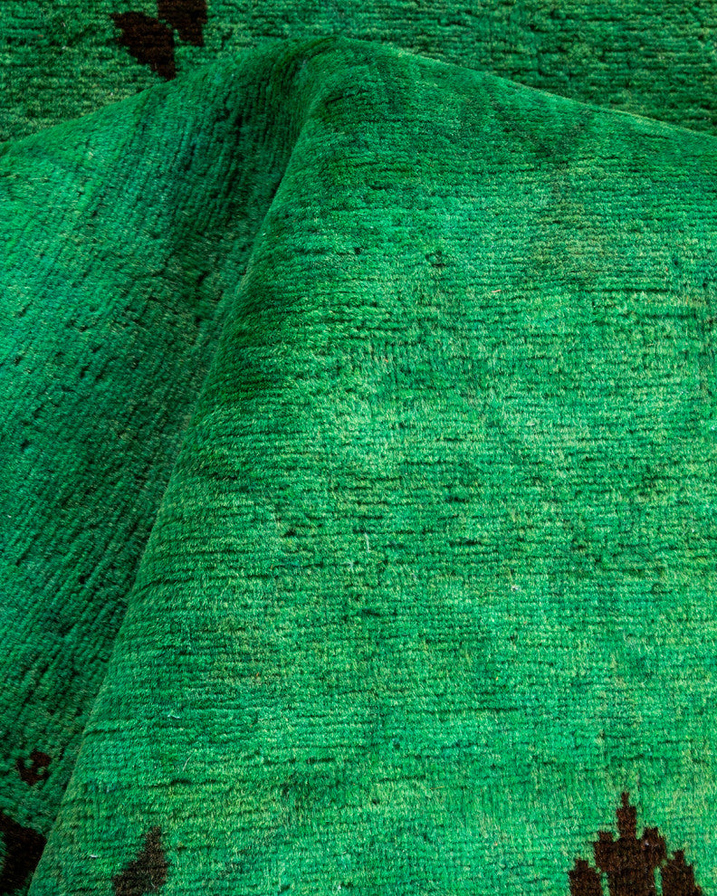 Fine Vibrance, One-of-a-Kind Hand-Knotted Runner Rug Green, 2' 7" x 12' 3"