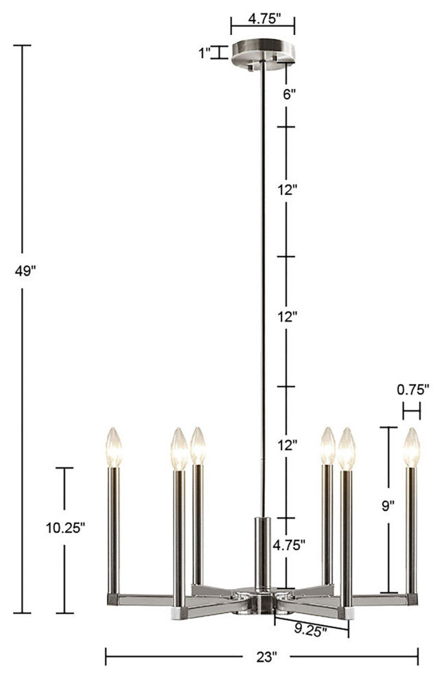 INK+IVY Renzetti Contemporary 6-Light Candle Style Chandelier, Silver