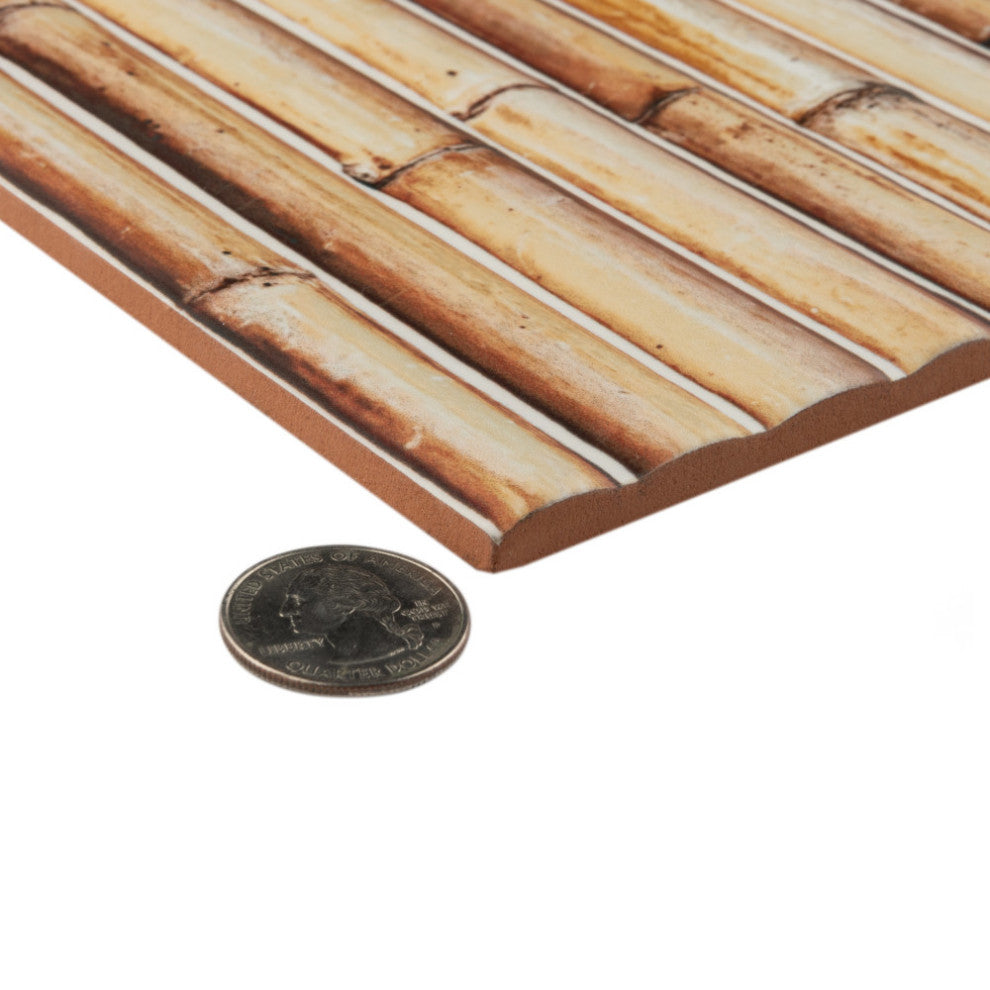 Bamboo Haven Tiki Cream Fluted Ceramic Wall Tile