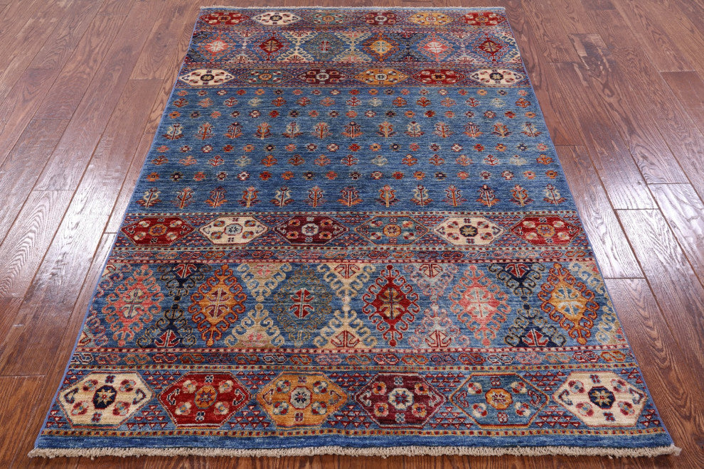 Khorjin Tribal Hand Knotted Wool Rug 4' 1" X 6' 1" Q8135