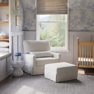 Crawford Gliding Ottoman, Fog Chatham Stripe Performance Eco-Weave