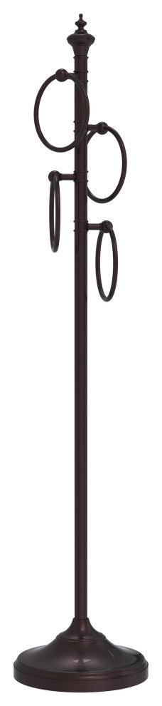 Floor Standing 4 Towel Ring Stand, Antique Bronze