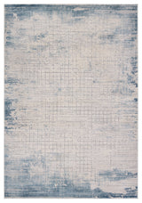 Chamisa Abstract Cream/ Blue Runner Rug 2'6"X10'