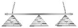Square 3-Light Bar with Square Fitters, Brushed Nickel/Pearl Ebony Art