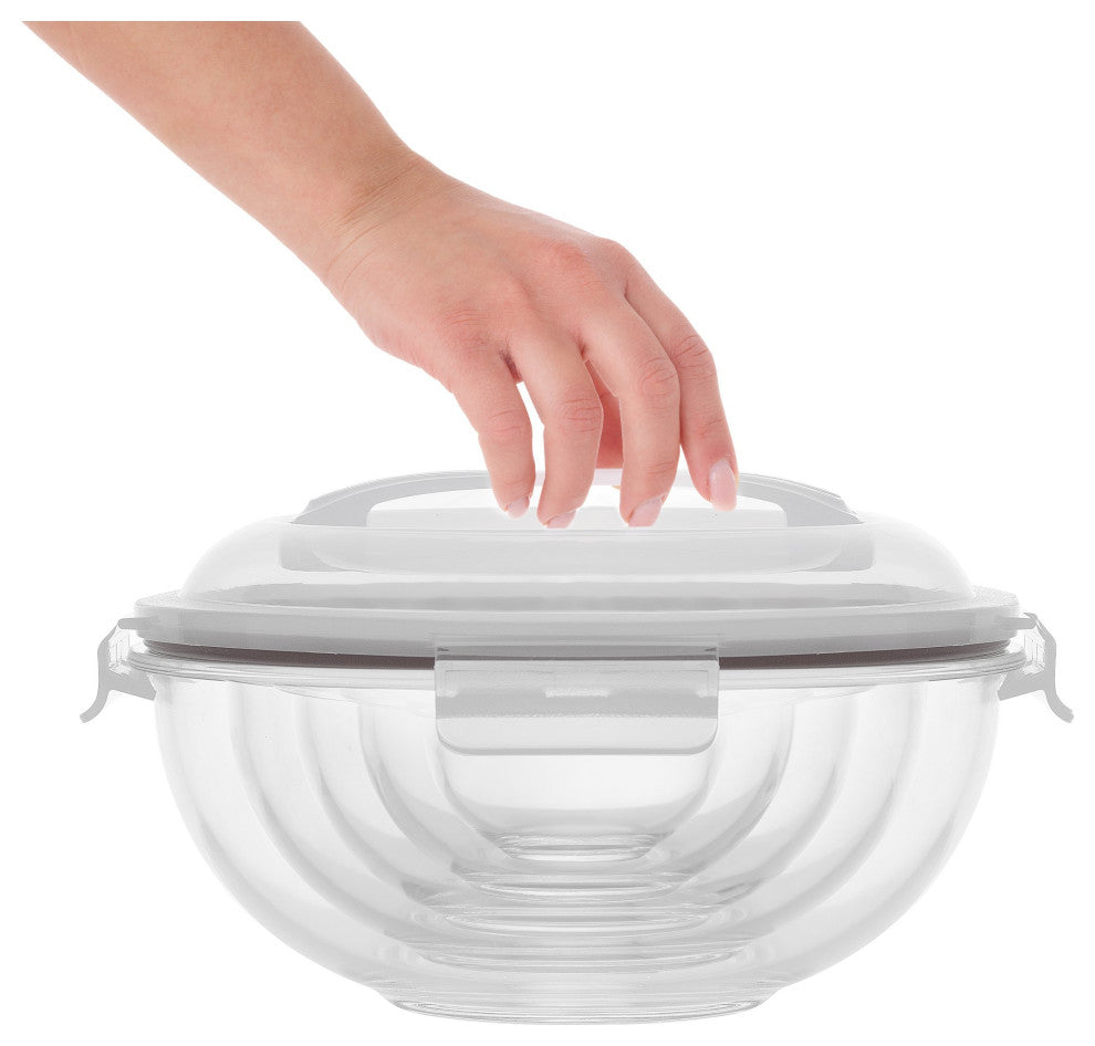 JoyFul Glass Mixing Bowl Set with Airtight Lids - Black, Clear/Black