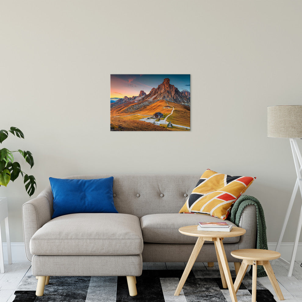 Sunset and Alpine Mountain Pass Landscape Photo Canvas Wall Art Print, 18" X 24"