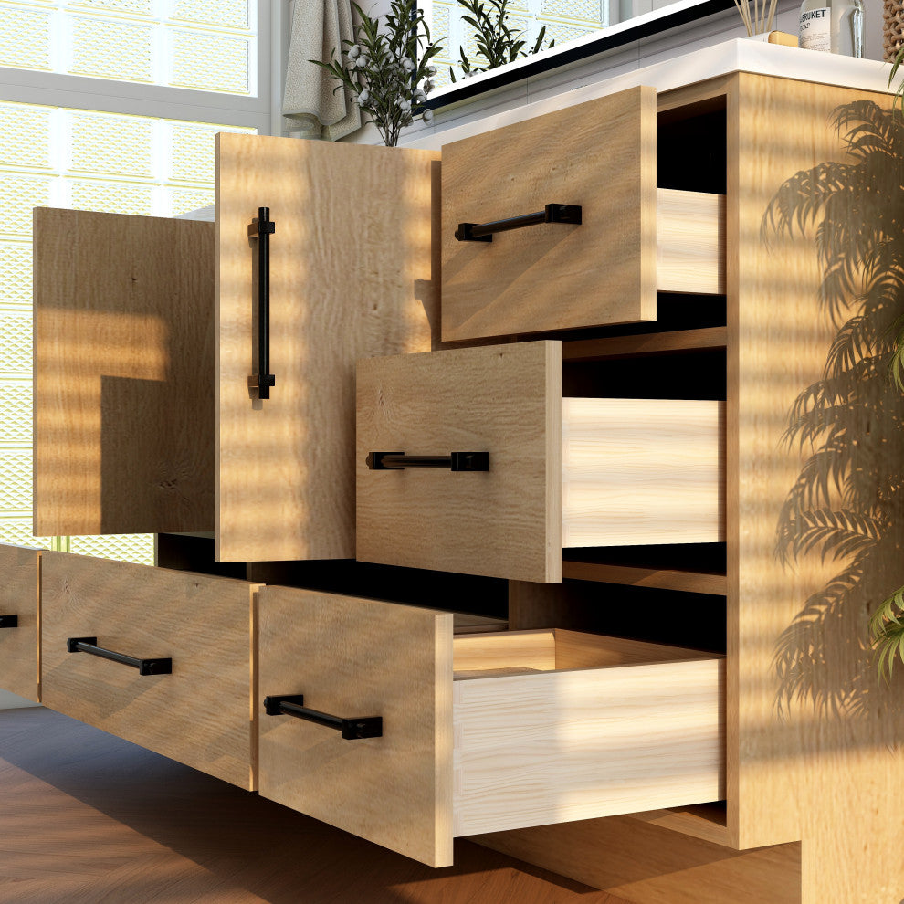 Victoria 60" Solid Wood Bath Vanity, Single Sink, Oak