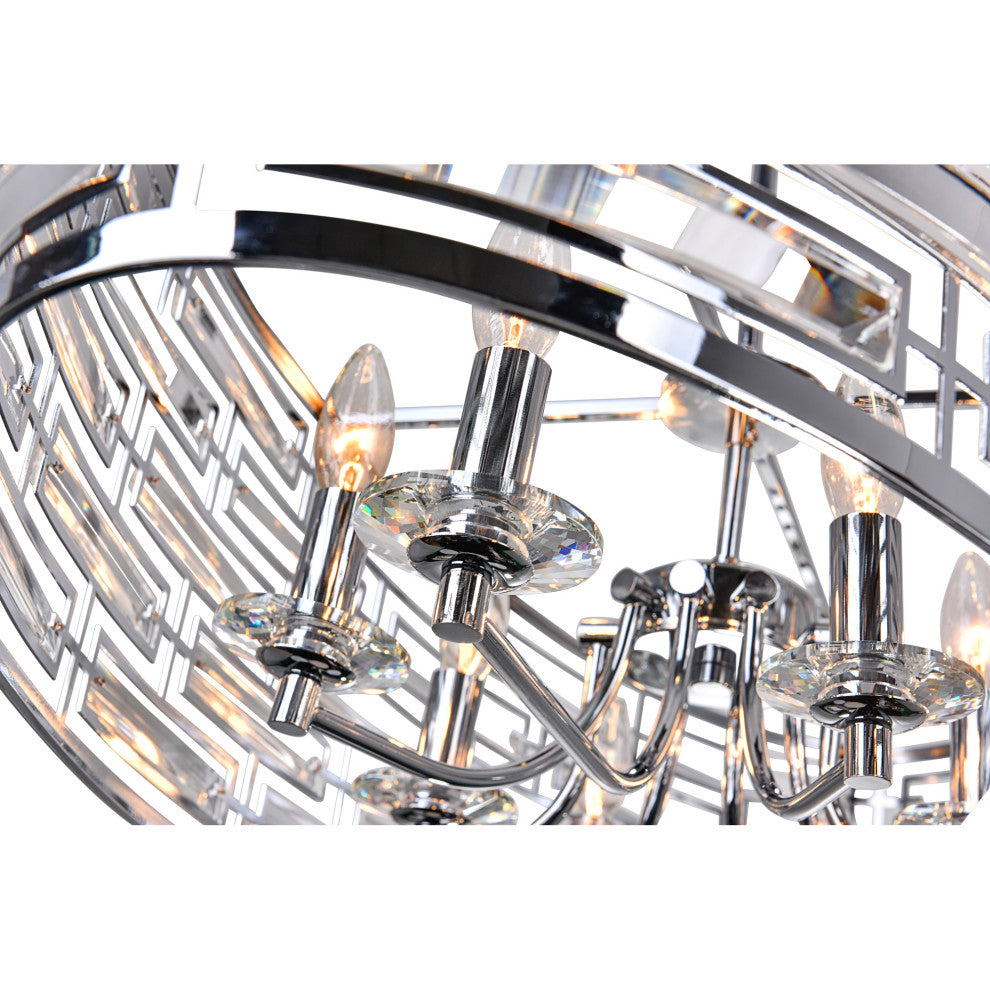 Petia 8 Light Drum Shade Island Light With Chrome Finish