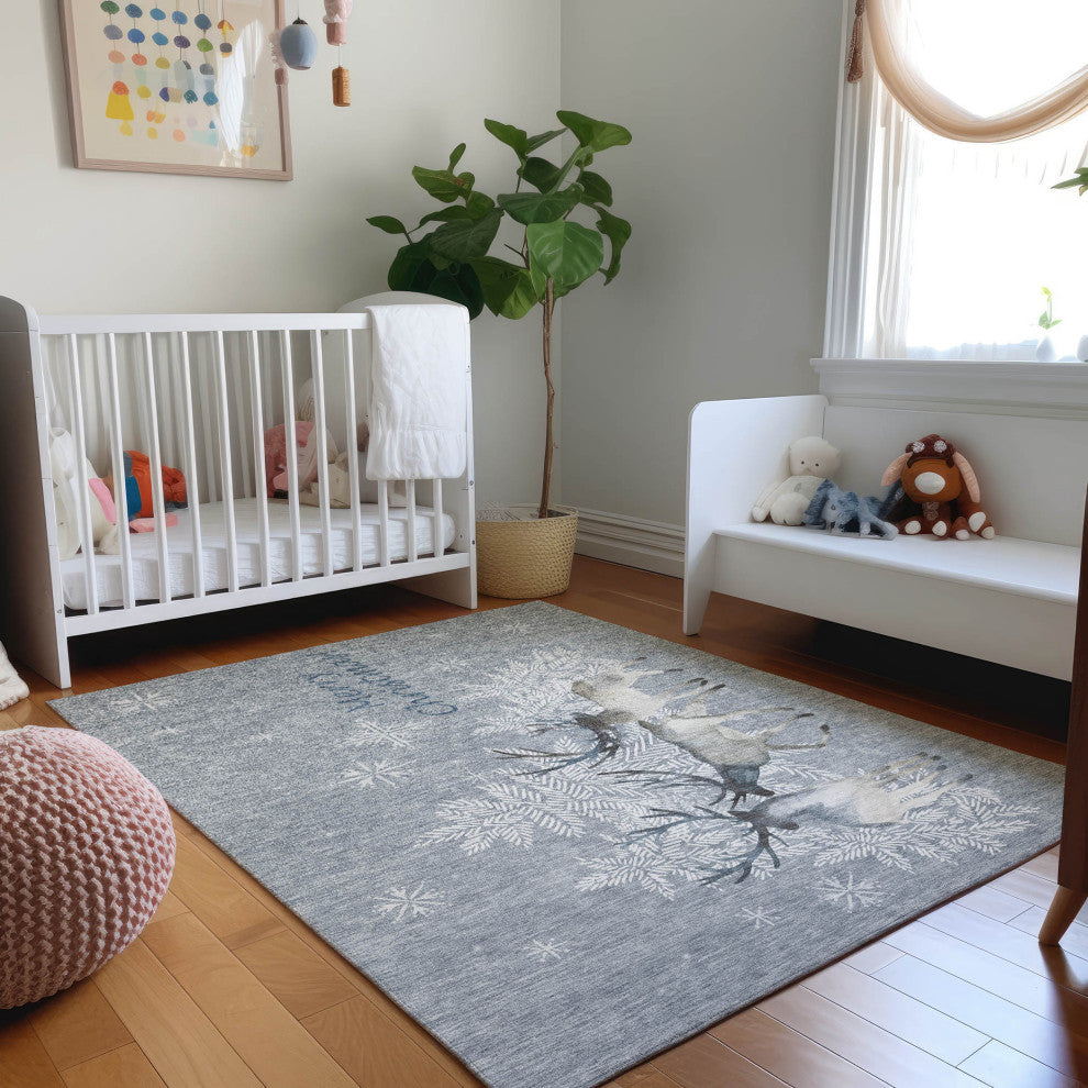 Addison Premium Washable Mayfield AMF213 Gray 3' x 5' Rug