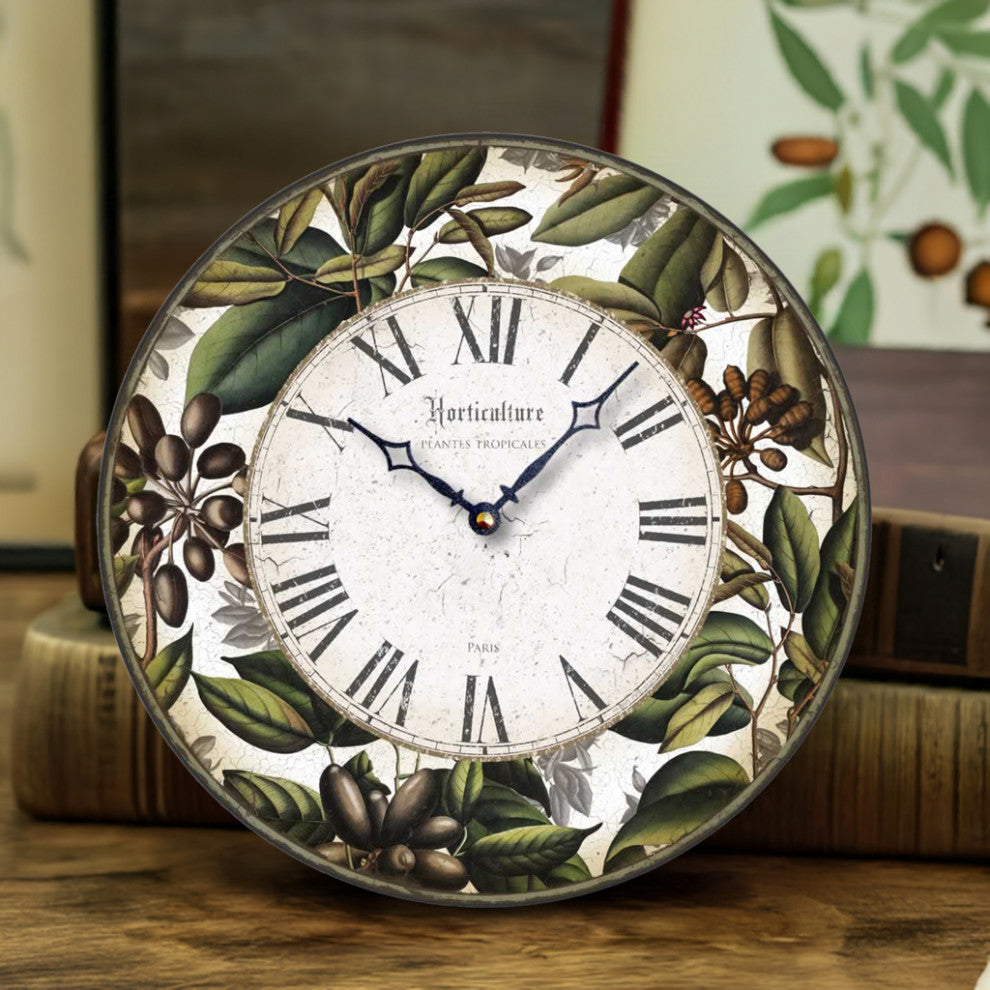 Vintage-Style 12 Inch French Horitculture Wall Clock