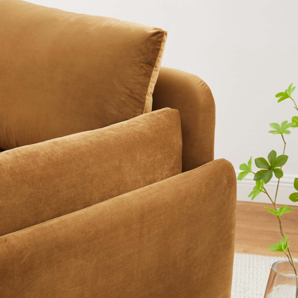 Armchair Accent Chair, Velvet, Brown, Modern, Living Lounge Hotel Hospitality