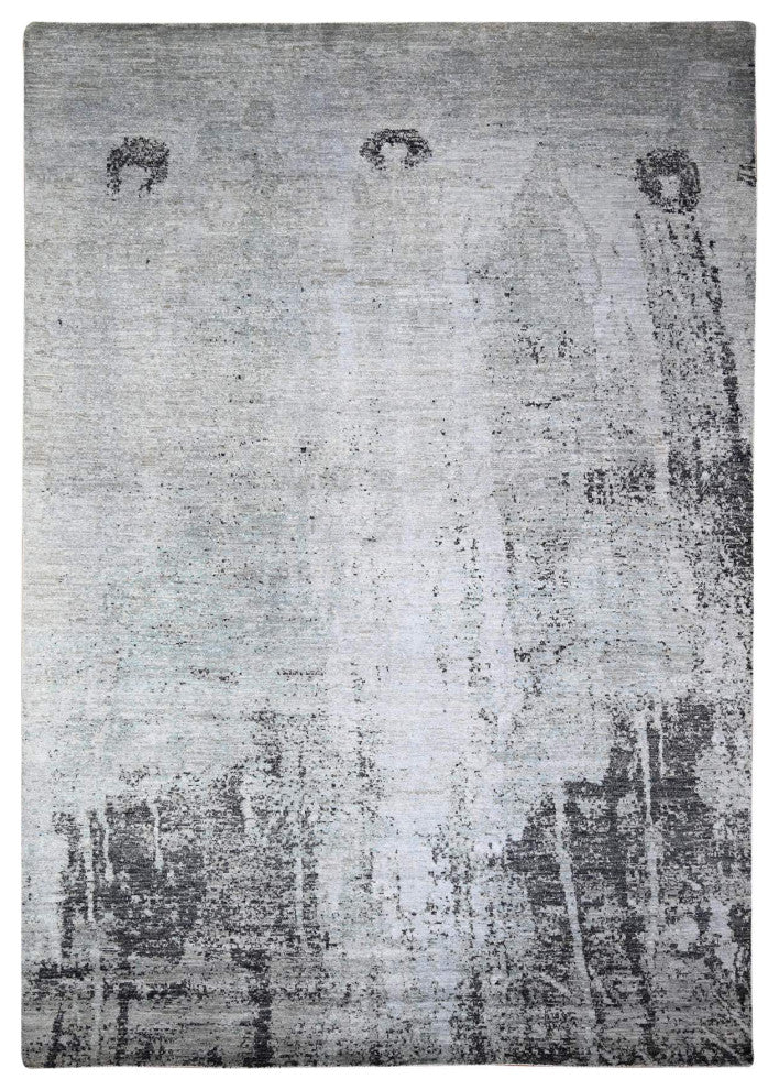 Cloud gray Modern Galaxy Design Pure Wool Hand Knotted Oriental Rug 8'10"x12'9"