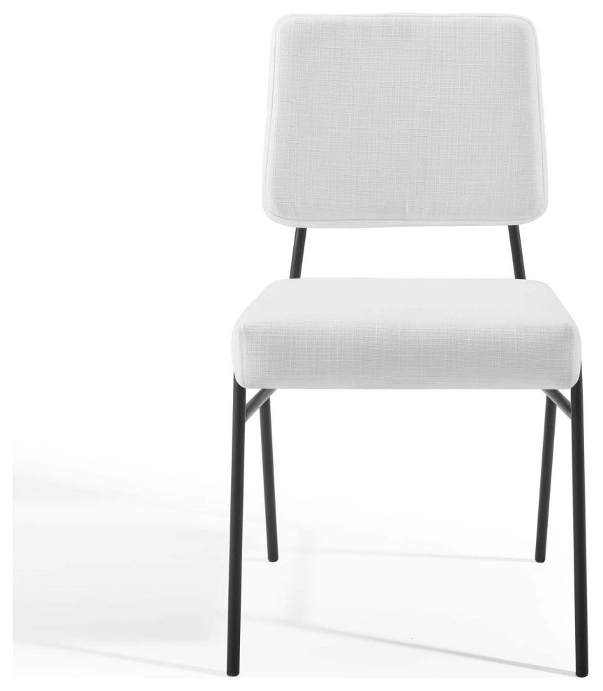 Side Dining Chair, Set of 2, Fabric, Black White, Modern, Cafe Bistro Restaurant