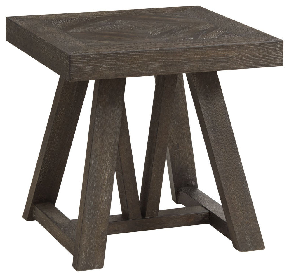 Hearst 24" Wide End Table With Trestle-styled Base, Reclaimed Chevron
