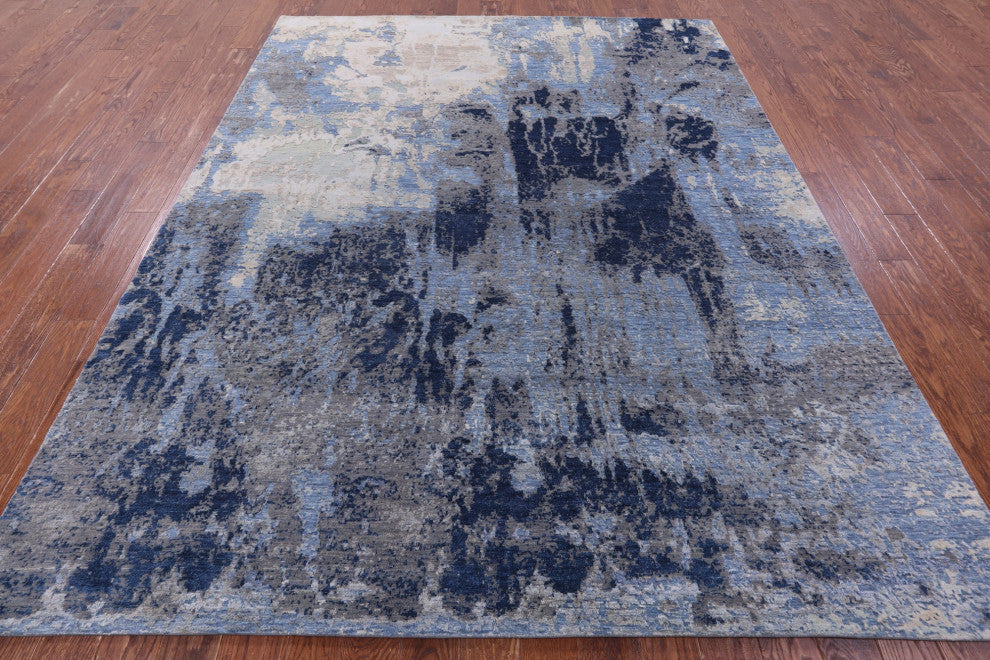 Wool & Silk Modern Hand Knotted Rug 7' 10" X 10' 0" - Q15975