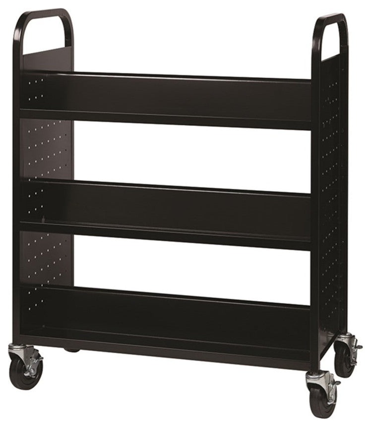 Hirsh Double-sided Mobile Metal 36" W x 7-1/2" D Book Cart Black