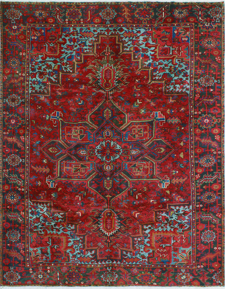 Fine Vintage Heriz Makbule Red/Charcoal Rug, 7'7 x 9'9
