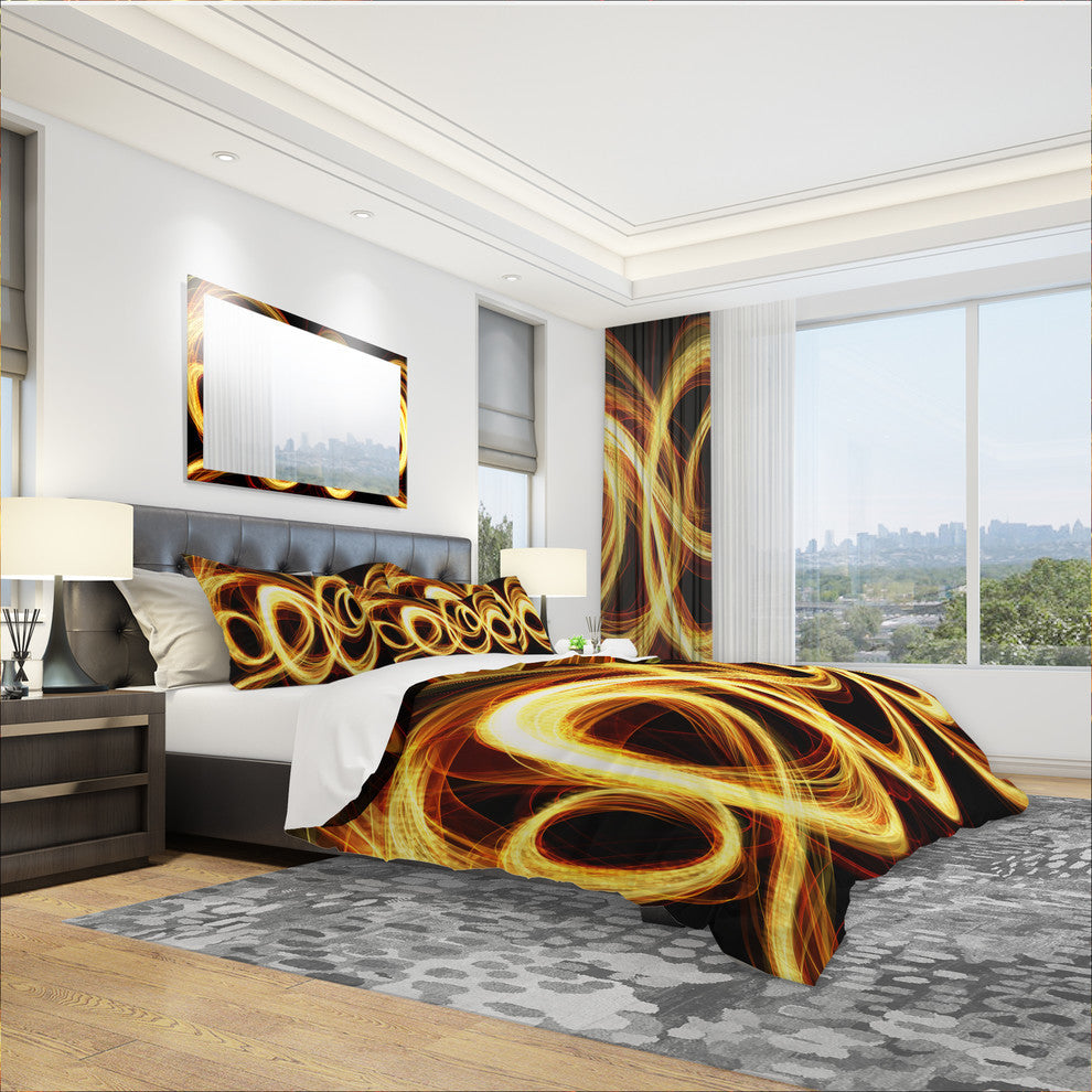 Gold Shock Abstract Modern Duvet Cover Set, King