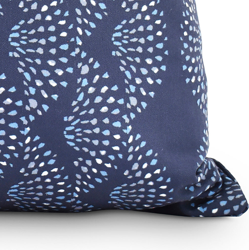 Dotted Decor Stripe Print Decorative Outdoor Throw Pillow, Blue, 16"