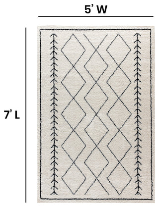Geometric Style Bohemian Shag Area Rug, 5' X 7'