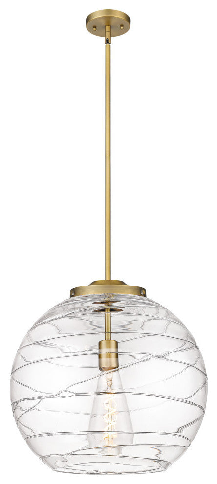 Deco Swirl Pendant, Brushed Brass, Clear Deco Swirl, Clear Deco Swirl