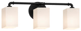 Bronx 3-Light Bath Bar, Square, Matte Black, Opal, LED