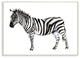 Zebra Standing Black and White Watercolor Animal Painting, 13"x19", Wood Art