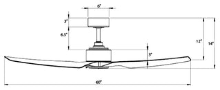 Stella Indoor/Outdoor 3-Blade Smart Ceiling Fan 60" Matte White, Light Kit
