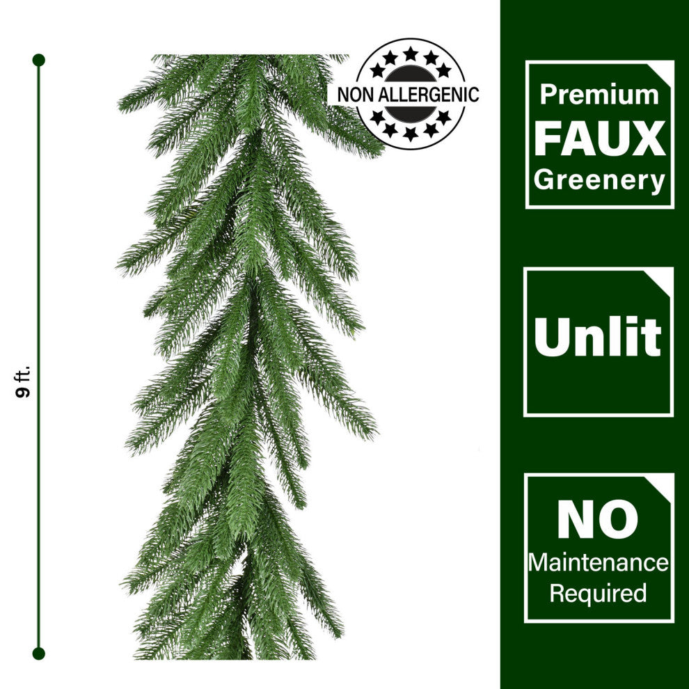 9-Ft. Green Fir Garland, No Lights