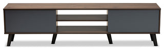 Coreen Scandinavian Modern Gray and Walnut Brown TV Stand